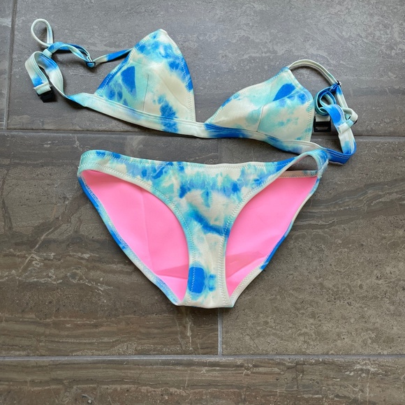 Triangl Neoprene Blue and White Tie Dye Bikini - Picture 1 of 1